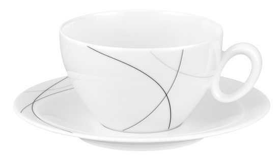 Breakfast cup and saucer, Trio 71381 Highline, Seltmann Porcelain
