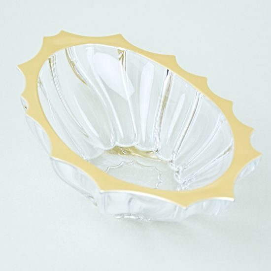 Crystal Bowl Plantica Jardiniera, Gold Rim, 365 mm, Aurum Crystal