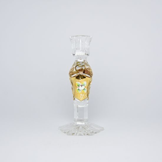 Cut Crystal Candlestick, 19 cm, Gold + Enamel, Jahami Bohemia