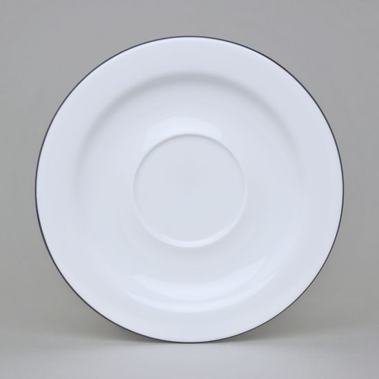 Olga: Podšálek 19 cm s černou linkou, Český porcelán a.s.