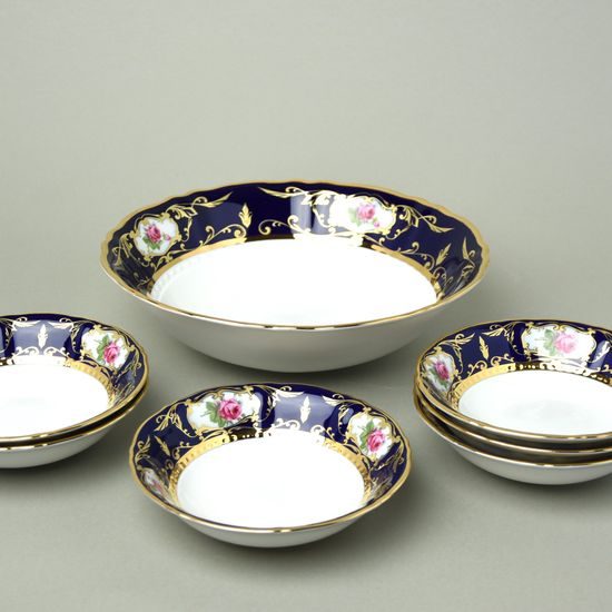 440: Compot set for 6 pers., Sonáta, cobalt + rose, Leander Loučky