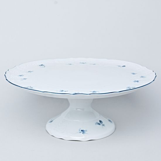 Cake plate on stand 32 cm, Thun 1794 Carlsbad porcelain, BERNADOTTE blue flower