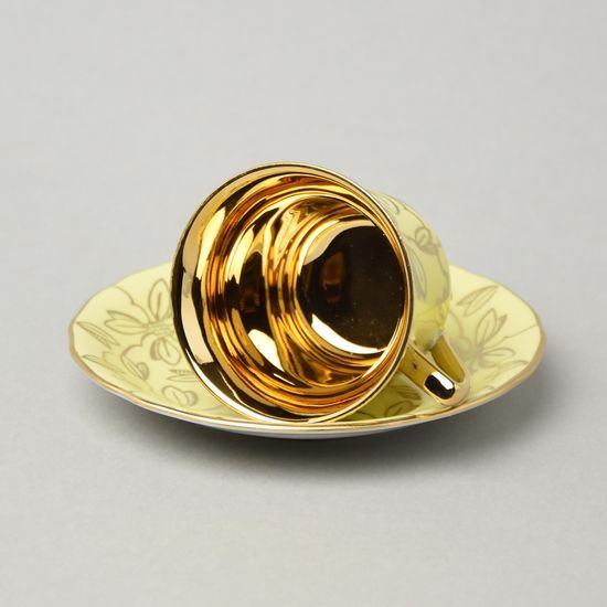 Šálek 100 ml a podšálek 115 mm na espresso, Žlutý - motýli, Leander 1907 Loučky