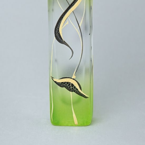 Studio Miracle: Váza zelená, 4-hranná, 20 cm, ruční dekorace Vlasta Voborníková