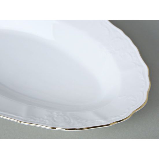 Side dish 24 cm oval, Thun 1794 Carlsbad porcelain, BERNADOTTE gold line