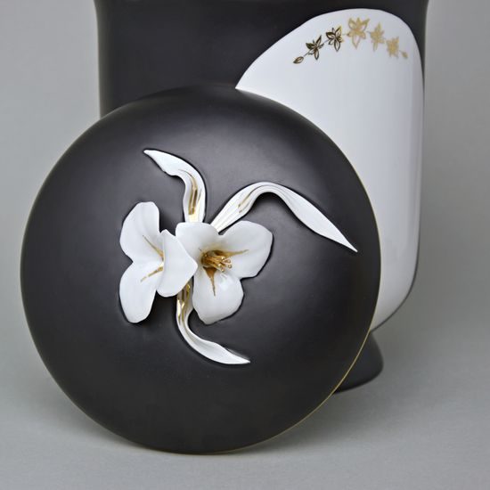 Pouzdro na urnu 27 x 19,5 cm, Černý fond + zlato, Porcelán Duchcov