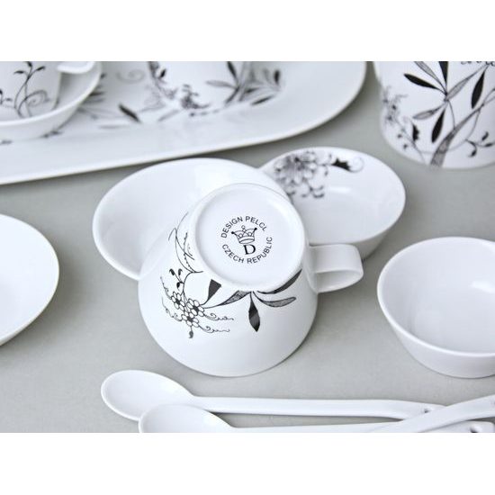 Bohemia black: Kávová sada pro 6 osob, design Jiří Pelcl, černý cibulák, Český porcelán a.s.