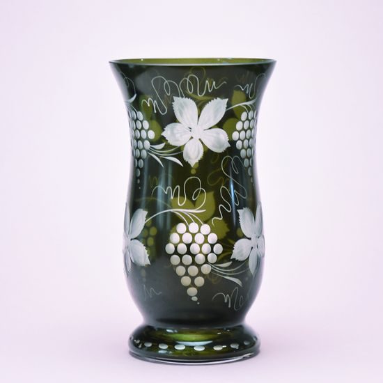 Egermann: Váza zelená lazura, 20,5 cm, ručně zdobená