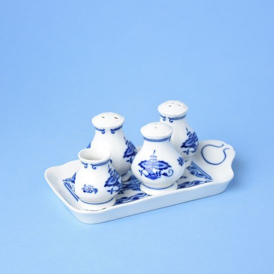 Blue Onion: Set of 3 shakers + tray + toothpick dose, Leander Loučky