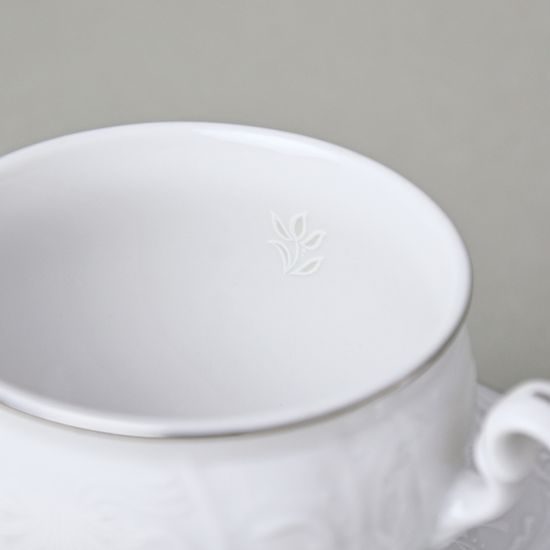 Coffe cup and saucer 150 ml / 14 cm, Thun 1794 Carlsbad porcelain, BERNADOTTE frost, Platinum line