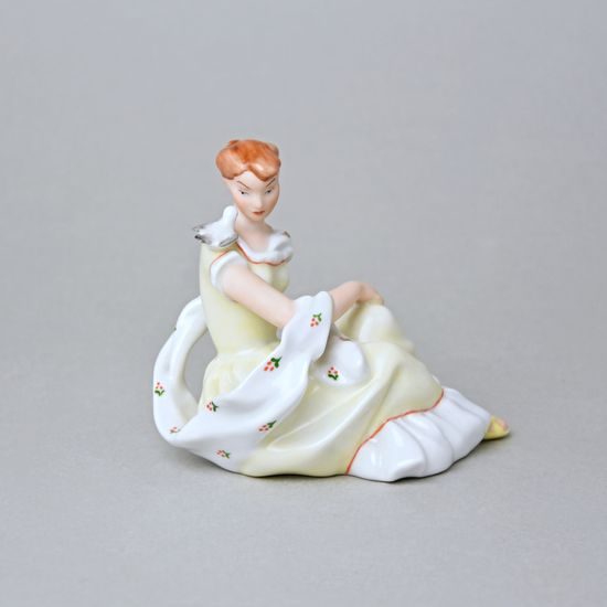 Dívka s holubičkou 8 x 11,5 x 10,5 cm, Saxe B, Porcelánové figurky Duchcov