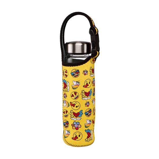 Glass bottle 700 ml with neoprene sleeve emoji® by BRITTO® - "Summer Feelings"