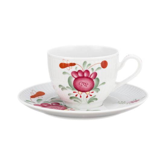 Šálek 250 ml na kávu + podšálek 160 mm, Amina růže Východního Fríska, porcelán Tettau