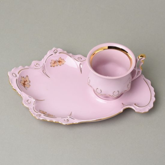 Cup 120 ml and saucer 23 x 14,6 cm TV, Lenka 527, Rose China