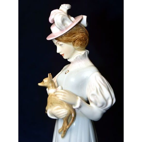 Lady with dog 8 x 9 x 26 cm, Luxor, Porcelain Figures Duchcov