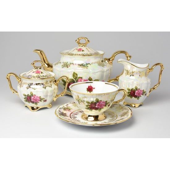 Tea set for 6 pers., Cecily roses, Carlsbad