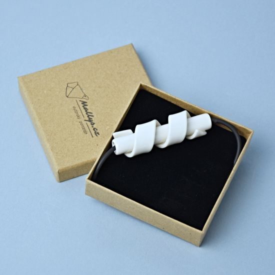 Náhrdelník: Spiralis 7 cm, černá pryž, Porcelánové šperky Ateliér Mallys