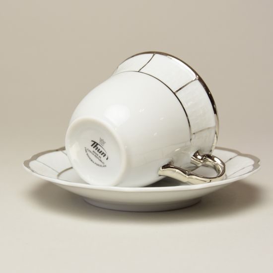 Saucer 135 mm, Thun 1794, karlovarský porcelán, MENUET platinum