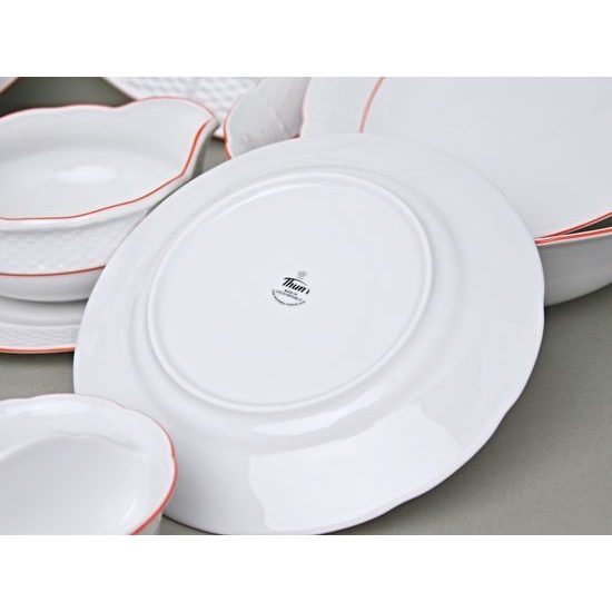 70477: Dining set for 6 pers., Thun 1794 Carlsbad porcelain, Natalie, Red line