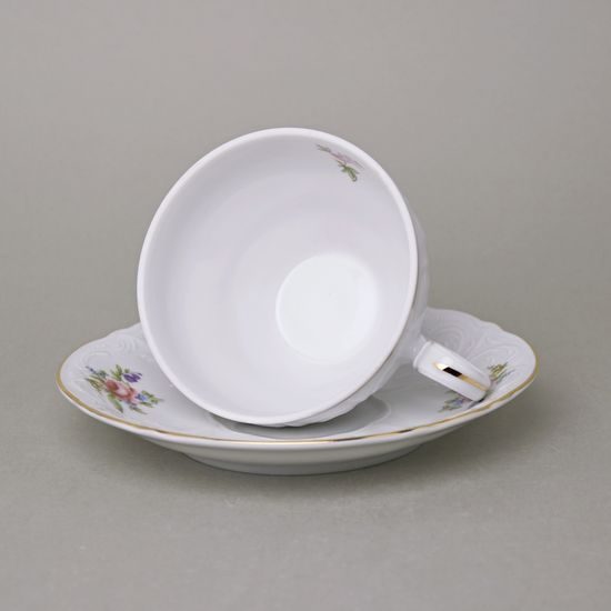 Tea cup and saucer 205 ml / 16 cm, Thun 1794 Carlsbad porcelain, BERNADOTTE Meissen Rose