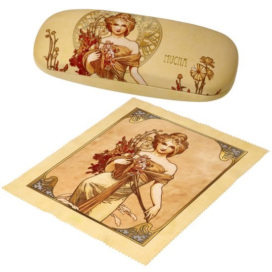 Spectacle case Alphonse Mucha - Spring 1900, 16 / 6 / 4.5 cm, Synthetic fibers, Goebel