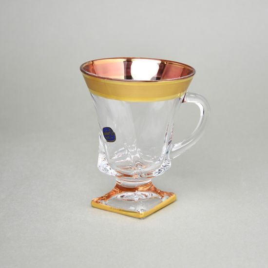 Quadro - Mug / cup footed 130 ml, gold decor, Crystalite Bohemia