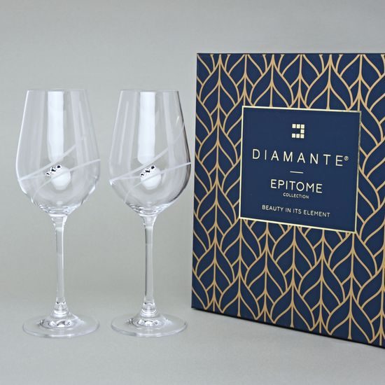 Set 2 sklenic na víno 360 ml, Helix, krystaly Swarovski, DIAMANTE