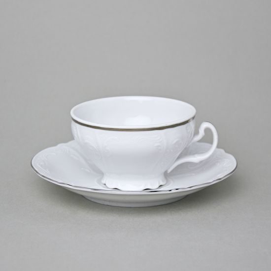 Čajová souprava pro 6 osob, Thun 1794, karlovarský porcelán, BERNADOTTE platina