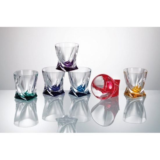 Quadro coloured - Liquere glass 50 ml, 6 pcs., Crystalite Bohemia