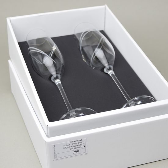 Champagne glass 210 ml, Heart in Heart, with Swarovski elements, 2 pcs., Brilant crystal