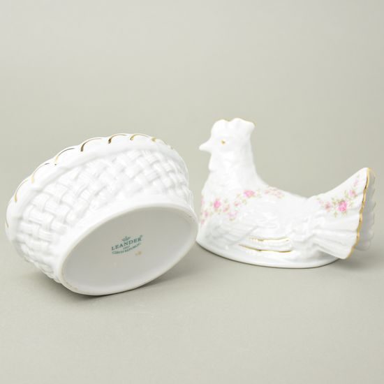 Box Hen 14 x 13 cm, decor 158 on white, Leander Loučky