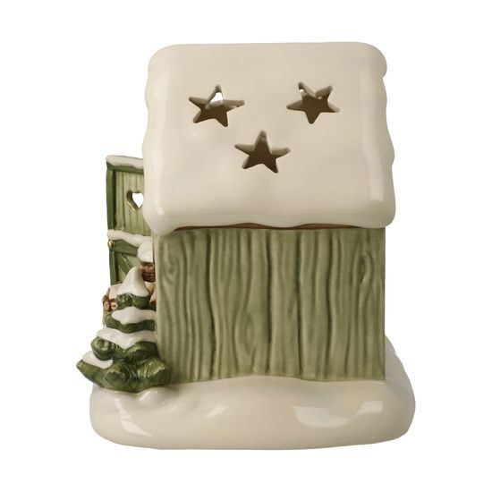 Lesní chajda v zimě se zajíčkem, 16 / 14 / 15,5 cm, kamenina, Goebel