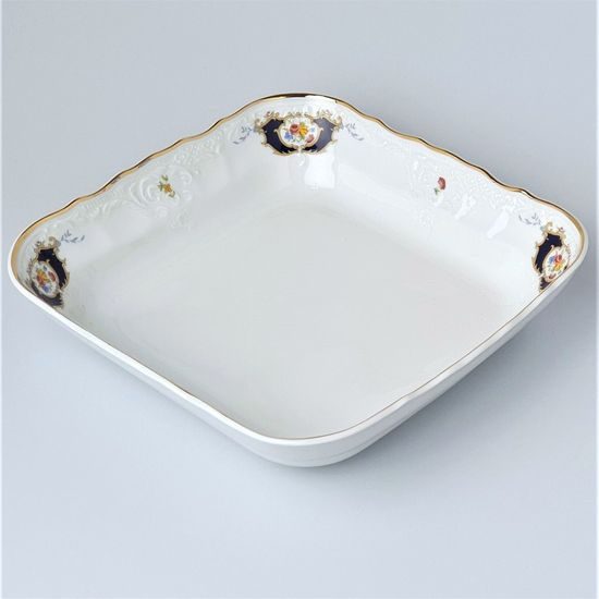 Bowl square 25 cm, Thun 1794 Carlsbad porcelain, BERNADOTTE arms