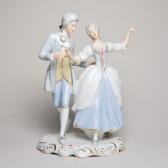 Dancing Couple Rococo 16 x 13 x 23 cm, Porcelain Figures Duchcov