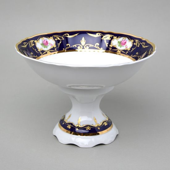 440: Mísa na ovoce 23 cm na noze, Sonáta, kobalt + růže, Leander Loučky