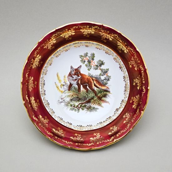 Bowl 23 cm, hunting - ruby, Carlsbad