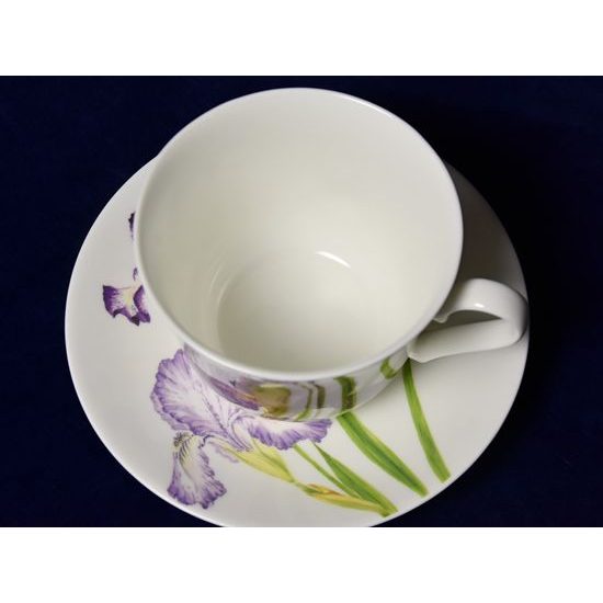 Iris: Cup 420 ml and saucer breakfast, English Fine Bone China, Roy Kirkham