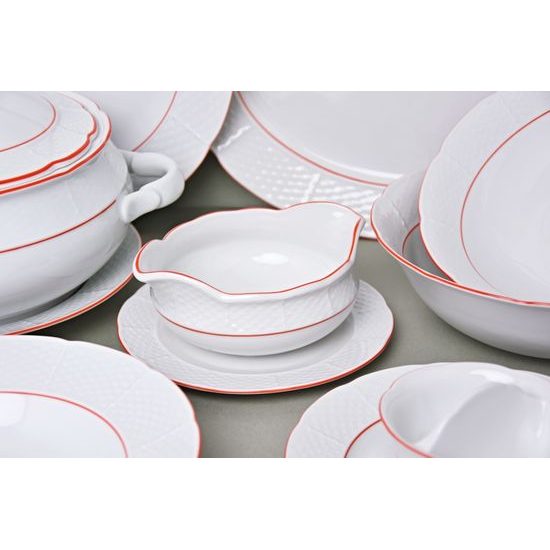 70477: Dining set for 6 pers., Thun 1794 Carlsbad porcelain, Natalie, Red line