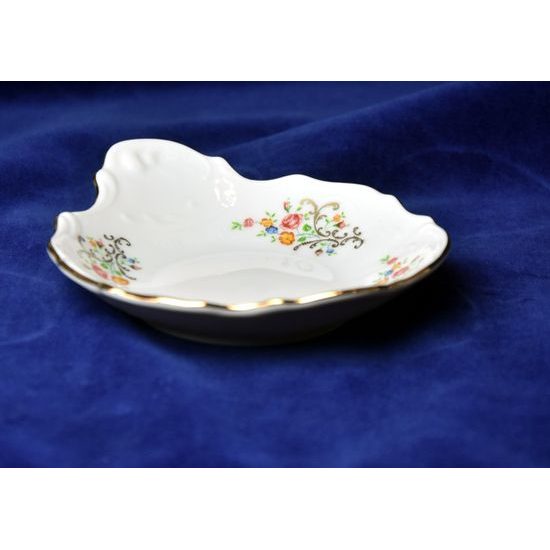 Small side dish 11 cm, Thun 1794 Carlsbad porcelain, BERNADOTTE flowers with gold