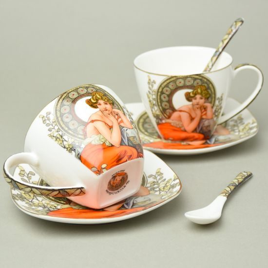 Sada 2 šálků 250 ml + podšálků 14 cm, Topaz, A. Mucha, Home Elements