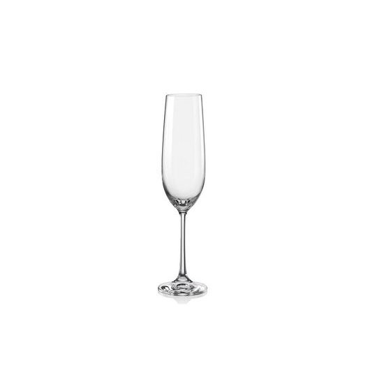 Viola 190 ml, sklenička na šampaňské, 6 ks., Bohemia Crystal