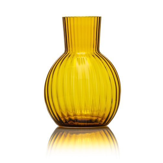 Crystal Carafe / Vase Tathys 1900 ml, Amber, Handmade, Kvetna 1794 Glassworks