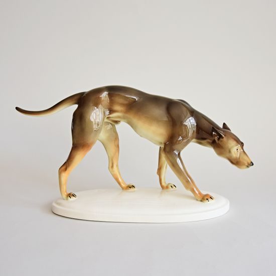 Dog, 15 x 18 x 24 cm, Porcelain Figures Gläserne Porzellanmanufaktur