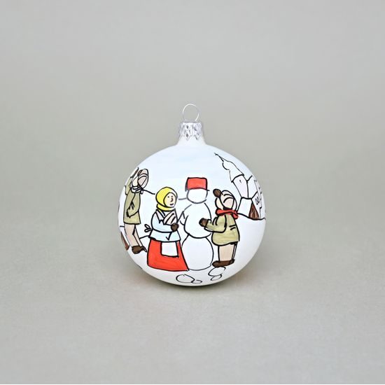 Christmas Tree Decoration Ball "Czech Winter 1918", 7,5 cm, Decor n. 3, Hand-decorated