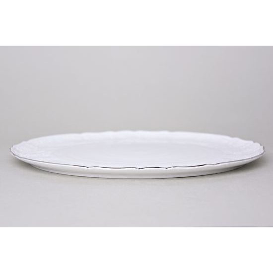 Cake plate 32 cm, Thun 1794 Carlsbad porcelain, BERNADOTTE frost, Platinum line