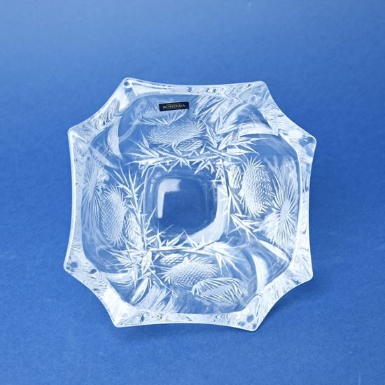 Crystal Hand Cut Bowl NEPTUN - Thistle decor, 180 mm, Crystalite BOHEMIA
