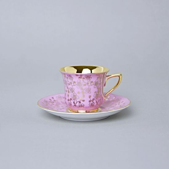 Cup 80 ml and saucer Windsor mocca, Pink, Leander 1907