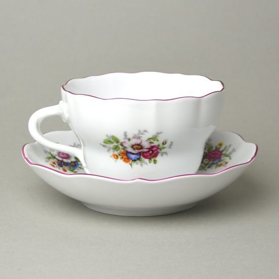 Šálek a podšálek D + D, 400 ml / 18,2 cm, pestré květy, Český porcelán a.s.