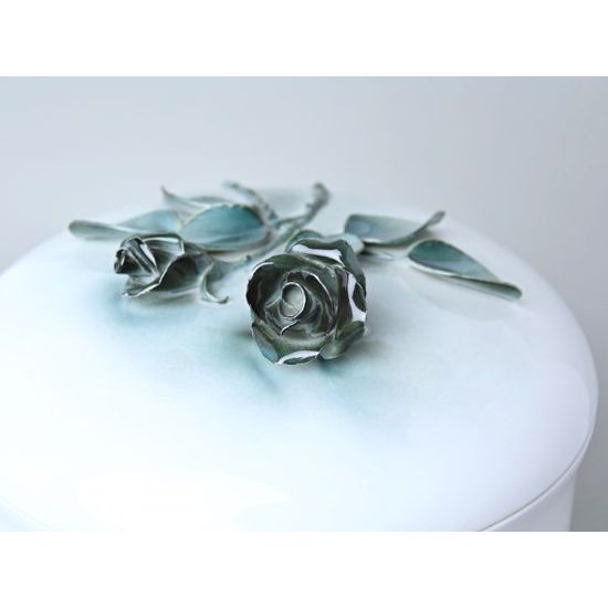 Porcelain Urn Case, White + Roses (2), Luxor, 29 cm, Royal Dux Bohemia