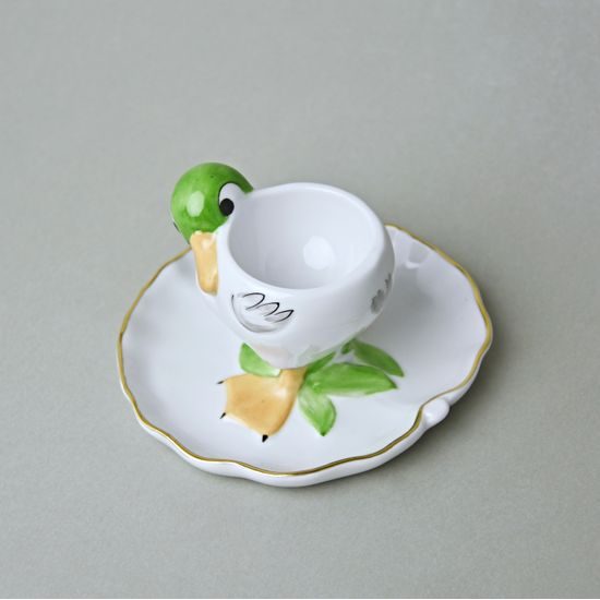 Egg cup 7 cm, Green Duck, Lindner porcelain